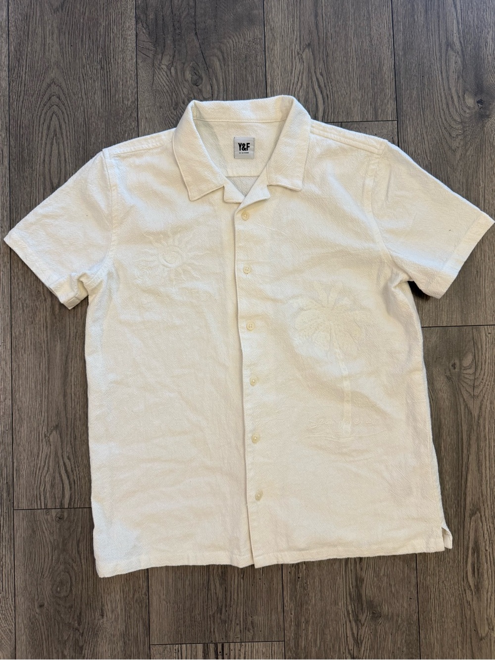 Y&F Young & Free Skate Park Tokyo Boys 13-14Y Cream Japan Embroidered Shirt